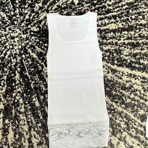Stretchy white tank with lace bottom
